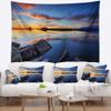 Designart ' Beautiful Calm Water and Sunset' Landscape Tapestry Blanket Dcor Wall Art for Home and Office x Large: 92 in. x 78 in view 1