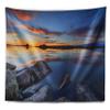 Designart ' Beautiful Calm Water and Sunset' Landscape Tapestry Blanket Dcor Wall Art for Home and Office x Large: 92 in. x 78 in view 2