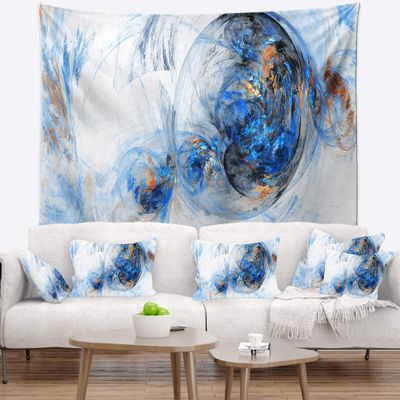 Designart ' Colored Smoke Dark Blue' Abstract Tapestry Blanket Dcor Wall Art for Home and Office, Created On Lightweight Polyester Fabric x Large: 92 in. x 78 in