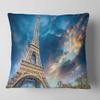 Designart Beautiful View Paris Eiffel Towerunder Fiery Sky' Cityscape Throw Cushion Pillow Cover for Living Room, Sofa 16 in. x 16 in view 1