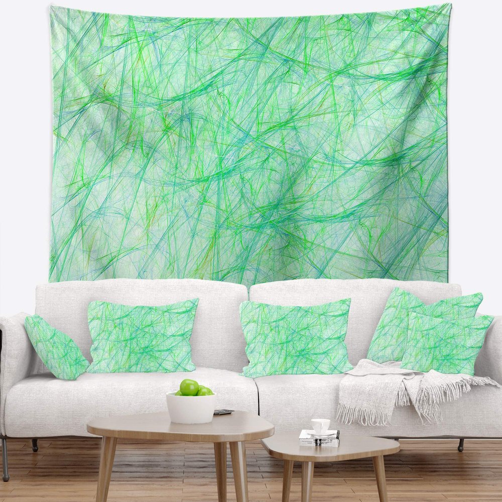 Designart ' Clear Green Veins of Marble' Abstract Tapestry Blanket Dcor Wall Art for Home and Office Medium: 39 in. x 32 in