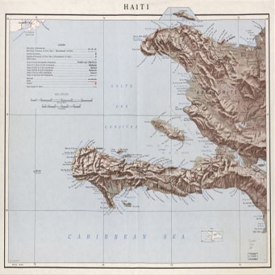18" x 24" 1962 Map Of Haiti Railroads Roads Airports
