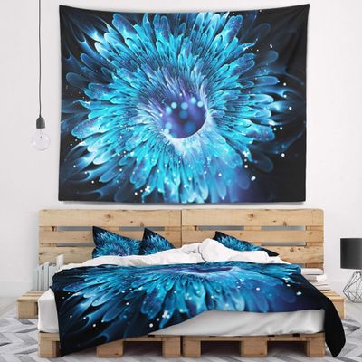 Designart ' Blue Magical Wormhole Fractal' Abstract Tapestry Blanket Dcor Wall Art for Home and Office, Created On Lightweight Polyester Fabric x Large: 92 in. x 78 in