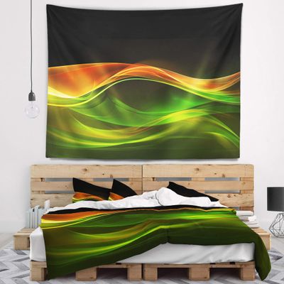 Designart Green Yellow in Black' Abstract Tapestry Blanket Dcor Wall Art for Home and Office, Created On Lightweight Polyester Fabric Medium: 39 in. x 32 in