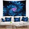 Designart ' Blue Fractal Shiny Particles' Flower Tapestry Blanket Dcor Wall Art for Home and Office x Large: 92 in. x 78 in view 1
