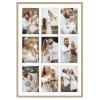 Golden State Art, 13.6x19.7 Gold Aluminum Collage Frame - Ivory Mat Included - Fits Nine 4x6 Photos/Pictures - Sawtooth Hanger - Swivel Tabs - Wall Mounting - Landscape/Portrait - Real Glass,1 Pack view 1