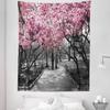 Lunarable NYC Tapestry Twin Size, Blossoms in Central Park Landscape Cherry Trees Forest Spring Season Picture, Wall Hanging Bedspread Bed Cover Wall Decor, Twin Size, Magenta Grey view 1