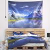 Designart ' 3D Rendered Mountains and Lake' Landscape Tapestry Blanket Dcor Wall Art for Home and Office, Created On Lightweight Polyester Fabric x Large: 92 in. x 78 in view 1