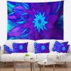 Designart ' Dance of Blue Flower Petals' Floral Tapestry Blanket Dcor Wall Art for Home and Office, Created On Lightweight Polyester Fabric x Large: 92 in. x 78 in view 1