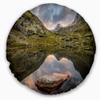 Designart Mountain Lake Over Skok Waterfall' Seashore Throw Living Room, Sofa, High Quality Pillow Insert + Cushion Cover Printed On Both Side 20" Round view 1