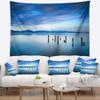 Designart ' Cloudy Sky in Blue Sea' Seascape Tapestry Blanket Dcor Wall Art for Home and Office, Created On Lightweight Polyester Fabric x Large: 92 in. x 78 in view 1