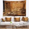Designart ' Bicycle Against Brown Landscape Photo Tapestry Blanket Dcor Wall Art for Home and Office, Created On Lightweight Polyester Fabric x Large: 92 in. x 78 in view 1