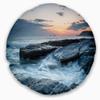 Designart Sunset and Waves at Booby s Bay' Beach Photo Throw Living Room, Sofa, High Quality Pillow Insert and Cushion Cover Printed 20" Round view 1