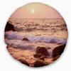 Designart Foam Waves Hitting Rocky Coast' Seashore Throw Cushion Pillow Cover for Living Room, Sofa 20" Round view 1
