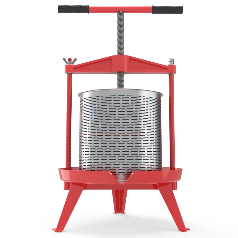 EJWOX Fruit Wine Press 3.69 Gal - Heavy-duty T-Handle & Cross-beam, Stainless Steel Juice Maker for Apple, Grape, Home Brewing