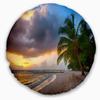 Designart Beautiful Beach with Palms in Barbados' Modern Seascape Throw Cushion Pillow Cover for Living Room, Sofa 20" Round view 1