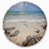 Designart Rocks on Typical Tropical Beach Photo Throw Living Room, Sofa, High Quality Pillow Insert + Cushion Cover Printed On Both Side 20" Round view 1