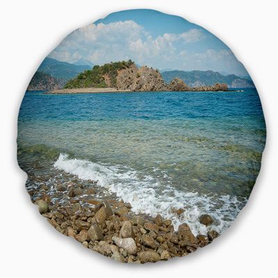 Designart Small Isle Turkey Panorama' Seashore Throw Cushion Pillow Cover for Living Room, Sofa 20" Round