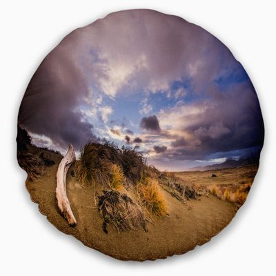 Designart Old Wooden Trunk in The Sunset' Modern Seascape Throw Cushion Pillow Cover for Living Room, Sofa 20" Round