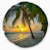 Designart Beach in Caribbean Island of Barbados' Modern Seascape Throw Living Room, Sofa, High Quality Pillow Insert + Cushion Cover Printed On Both Side 20" Round view 1