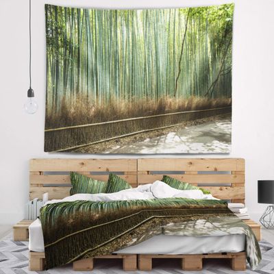 Designart ' Beautiful View of Bamboo Forest Tapestry Blanket Dcor Wall Art for Home and Office x Large: 92 in. x 78 in