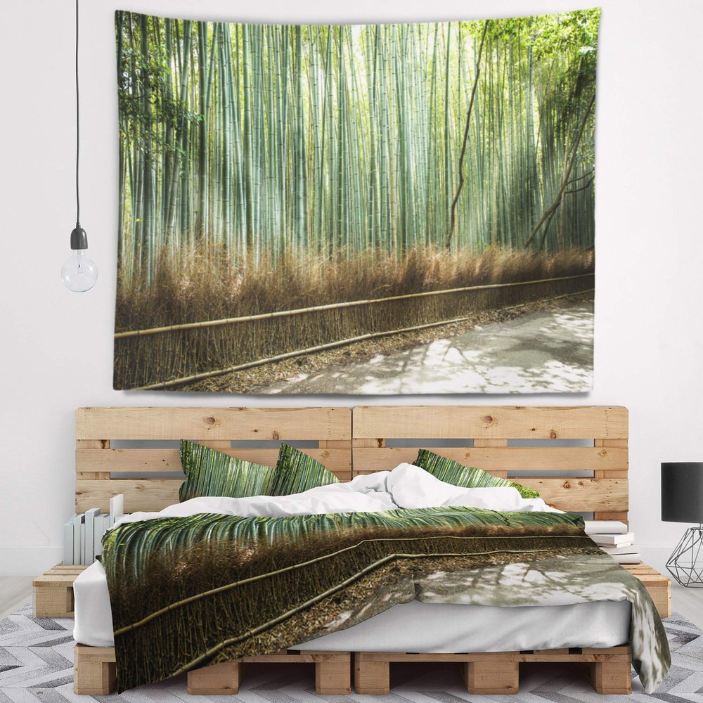 Designart ' Beautiful View of Bamboo Forest Tapestry Blanket Dcor Wall Art for Home and Office x Large: 92 in. x 78 in
