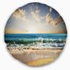 Designart Cloudy Sky and Vibrant Blue Sea' Seascape Throw Living Room, Sofa, High Quality Pillow Insert + Cushion Cover Printed On Both Side 20" Round view 1