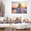 Designart Winter Sunrise Over Frosty Field' Landscape Throw Living Room, Sofa, High Quality Pillow Insert + Cushion Cover Printed On Both Side 18 in. x 18 in view 3