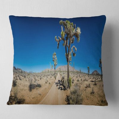 Designart Sandy Desert Road Panorama' Landscape Wall Throw Living Room, Sofa, High Quality Pillow Insert + Cushion Cover Printed On Both Side 18 in. x 18 in
