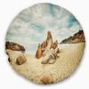 Designart Stones on The Foreground Beach' Landscape Printed Throw Cushion Pillow Cover for Living Room, Sofa 20" Round view 1