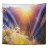 Designart ' Rural Meadow Flowers at Sunset' Landscape Tapestry Blanket Dcor Wall Art for Home and Office Medium: 39" x 32" view 2