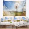 Designart ' Blooming Dandelion Under Bright Sky' Floral Tapestry Blanket Dcor Wall Art for Home and Office x Large: 92" x 78" view 1