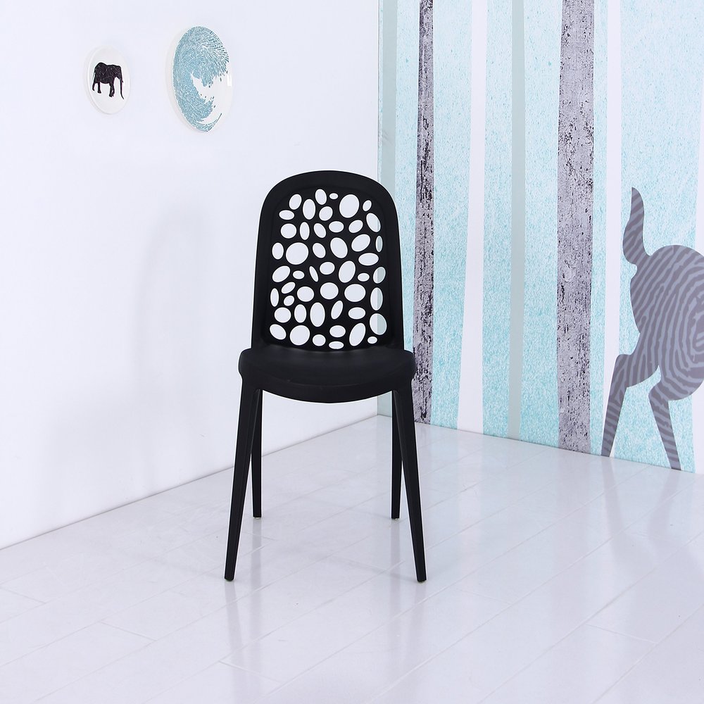 Container Furniture Direct Anastasia Modern Stackable Plastic Side Chair Black