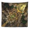 Designart ' Dark Green and Gold Fractal Flower' Floral Tapestry Blanket Dcor Wall Art for Home and Office x Large: 92" x 78" view 2