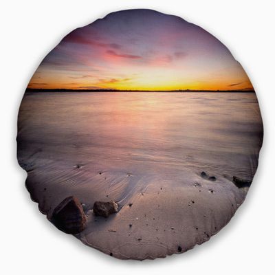 Beautiful Natural Sea During Sunrise' Seashore Round Throw Pillow & Round Cushion Pillow Cover for Living Room, Sofa