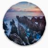 Designart Blue Sunrise Over Coast of Sicily' Beach Photo Throw Living Room, Sofa, High Quality Pillow Insert + Cushion Cover Printed On Both Side 20" Round view 1