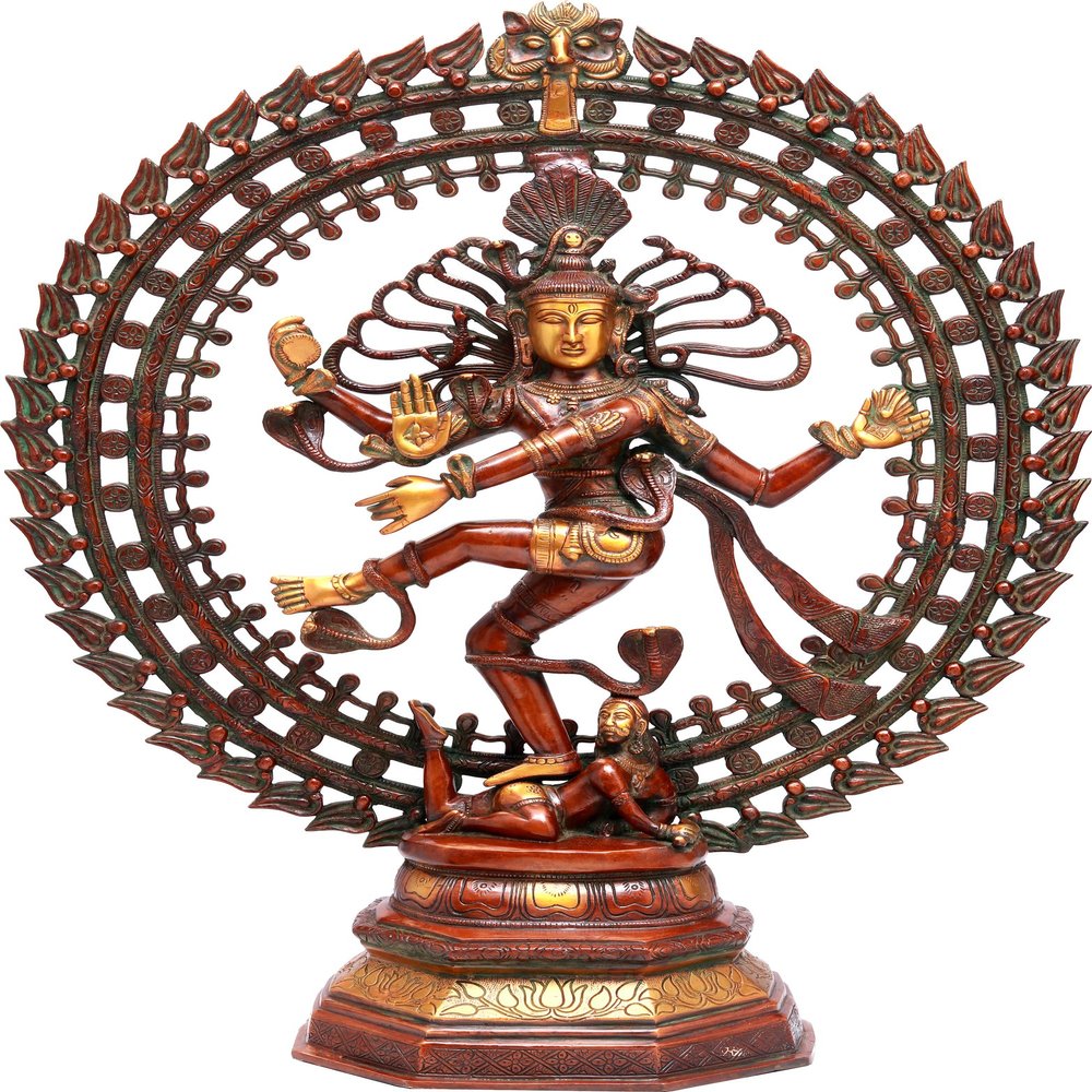 Exotic India Stable Like The Universe with Its Gyrating Galaxies - Brass Statue - Color Amazing Double Chola Color