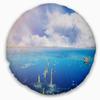 Designart Blue Salt Lake Under Clouds' Seascape Throw Cushion Pillow Cover for Living Room, Sofa 20" Round view 1