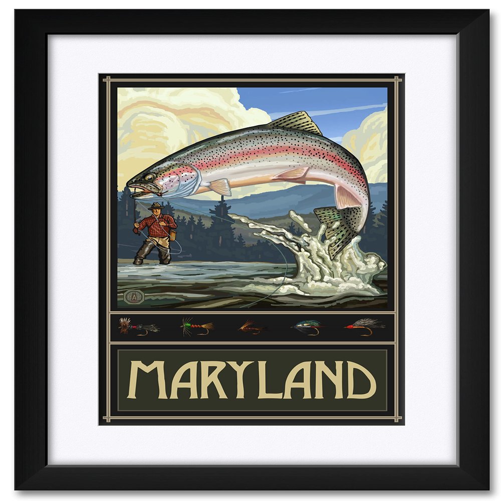 Maryland Fishing Professionally Framed & Matted Art Print from