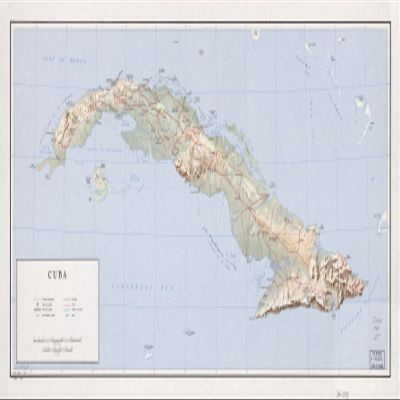12" x 24" 1960 Map Of Cuba Railroads Roads