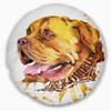 Aggressive Brown Dog Watercolor' Animal Round Throw Pillow & Round Cushion Pillow Cover for Living Room, Sofa