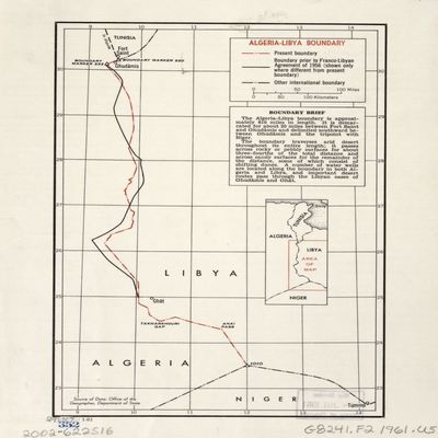 18" x 24" 1961 Map Of Algeria Lybia Boundary
