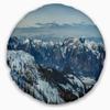 Designart White Ski Slope Panoramic View' Landscape Throw Living Room, Sofa, High Quality Pillow Insert + Cushion Cover Printed On Both Side 20" Round view 1