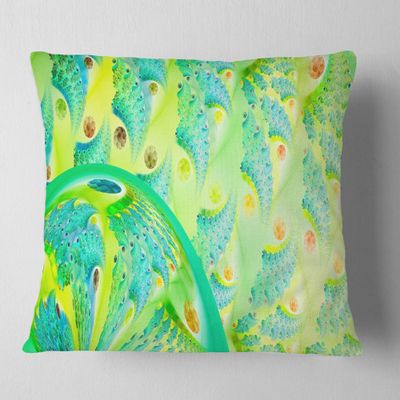 Designart Vibrant Green Fractal Flower Design' Abstract Throw Cushion Pillow Cover for Living Room, Sofa 16 in. x 16 in