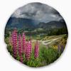 Designart Flowering New Zealand' Landscape Printed Throw Cushion Pillow Cover for Living Room, Sofa 20" Round view 1