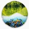 Designart Lake Pokhara Nepal' Boat Throw Cushion Pillow Cover for Living Room, Sofa 20" Round view 1