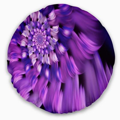 Designart Blue Flower Shaped Fractal Art' Floral Throw Cushion Pillow Cover for Living Room, Sofa 20" Round