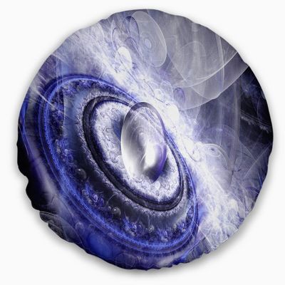 Designart Beautiful Blue Flying Saucer' Floral Throw Cushion Pillow Cover for Living Room, Sofa 20" Round