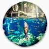 Designart Large Fish in Ik Kil Cenote Mexico' Landscape Wall Throw Living Room, Sofa, High Quality Pillow Insert + Cushion Cover Printed On Both Side 20" Round view 1