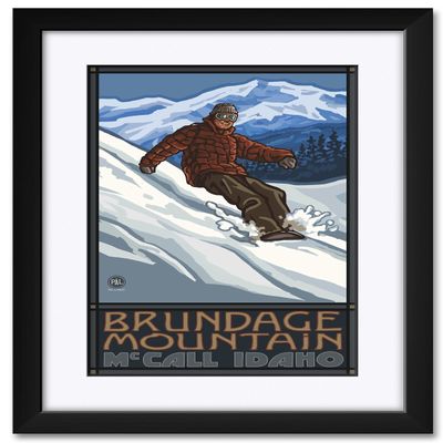 Brundage Ski Resort McCall Idaho Professionally Framed & Matted Art Print from Travel Artwork by Artist Paul A. Lanquist Framed Art Size: 18" x 24"